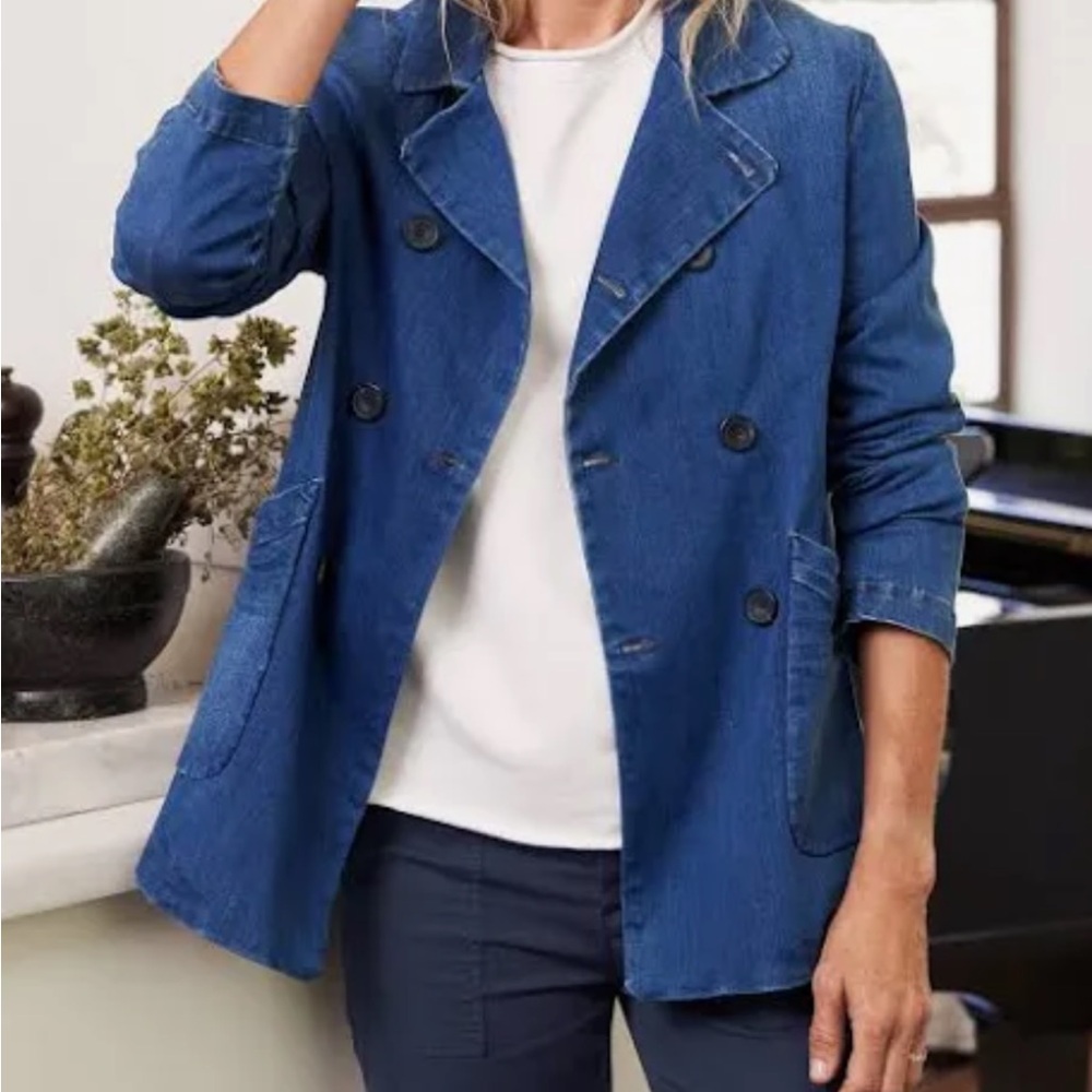 Frank & Eileen Blue Pea Coat Relaxed Fit - Picture 2 of 4